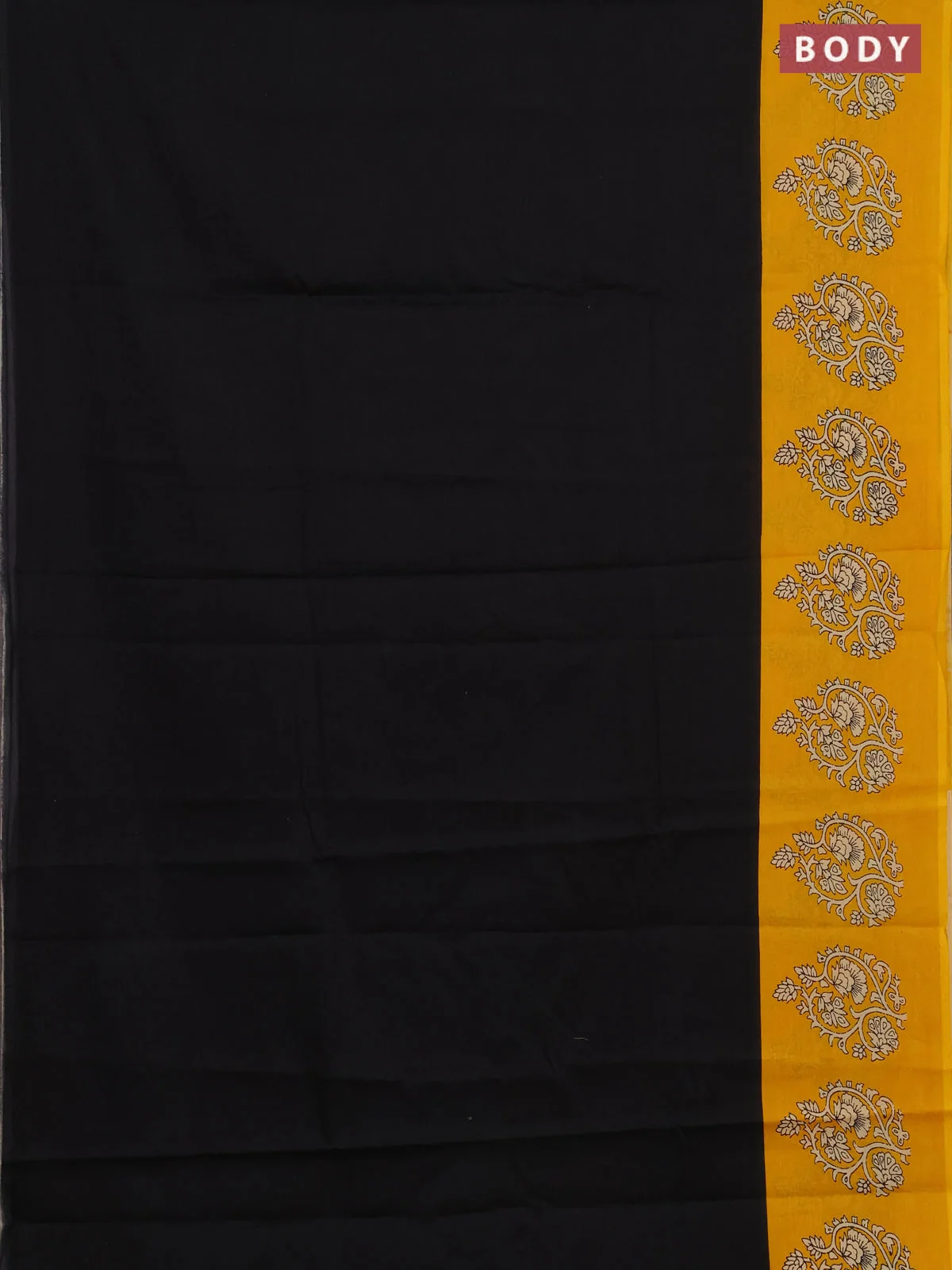 Jaipur Cotton Saree - Black and Mustard Yellow